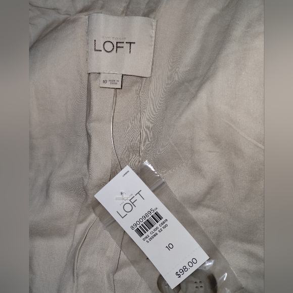 Loft NWT Elegant Cream Women's Belted Jacket 92% Cotton - Picture 4 of 8